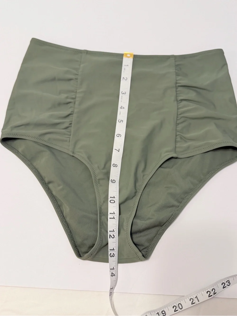 Aerie High Waisted Full Coverage Bikini Bottom Sage Green Ruched Swim Large